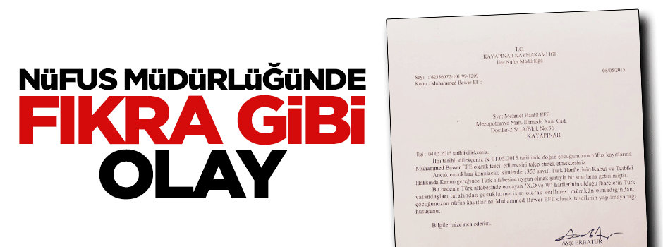 Nüfus Müdürlüğünde fıkra gibi olay