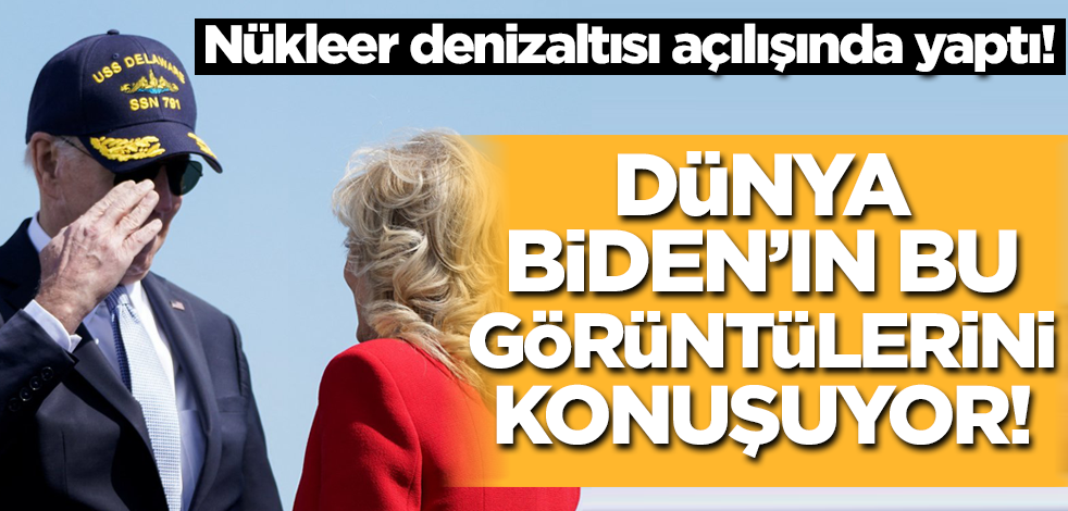 Nükleer denizaltısı açılışında yaptı! Dünya Biden'ın bu görüntülerini konuşuyor
