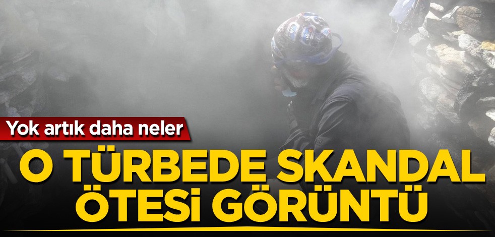O türbede skandal ötesi görüntü! Yok artık daha neler