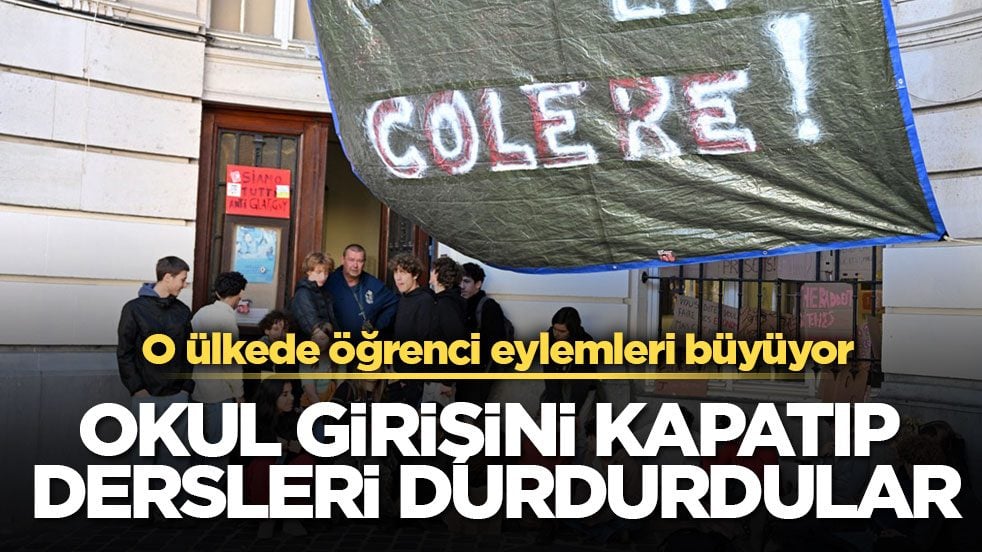 O ülkede öğrenci eylemleri büyüyor! Okul girişini kapatıp dersleri durdurdular