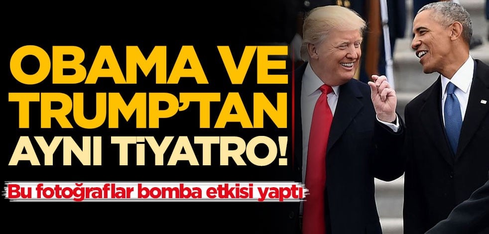 Obama ve Trump'tan aynı tiyatro! Bu fotoğraflar bomba etkisi yaptı