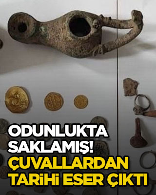 Odunlukta saklamış! Çuvallardan tarihi eser çıktı
