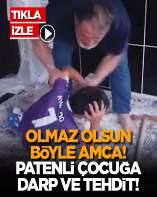 Olmaz olsun böyle amca! Paten süren çocuğa darp ve tehdit!