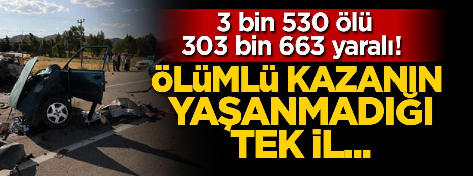Ölümlü kazanın yaşanmadığı tek il bakın hangisi çıktı!