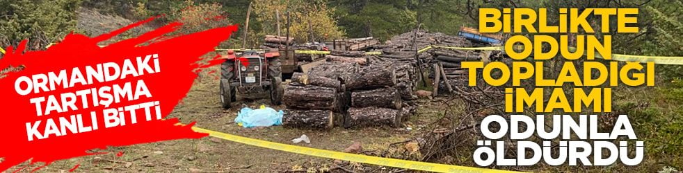 Ormandaki tartışma kanlı bitti: Birlikte odun topladığı imamı odunla öldürdü