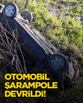 Otomobil şarampole devrildi!
