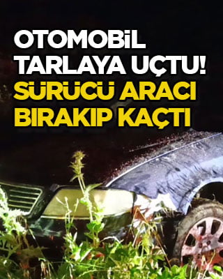 Otomobil tarlaya uçtu! Sürücü aracı bırakıp kaçtı
