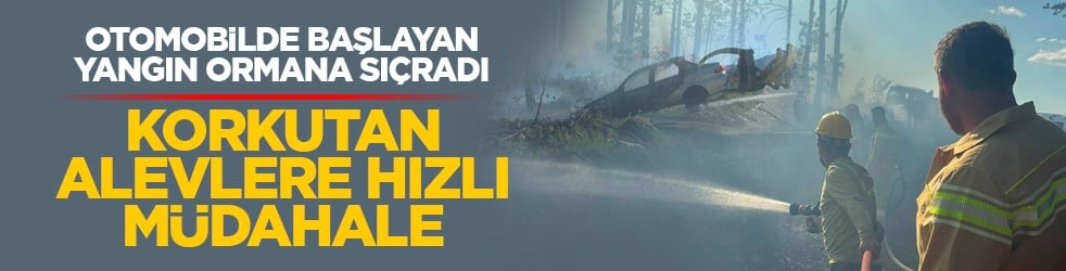 Otomobilde başlayan yangın ormana sıçradı: Korkutan alevlere hızlı müdahale