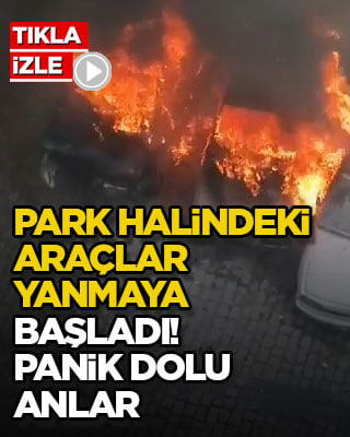 Park halindeki araçlar yanmaya başladı! Panik dolu anlar