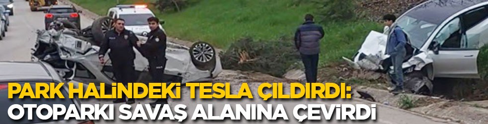 Park halindeki Tesla çıldırdı: Otoparkı savaş alanına çevirdi