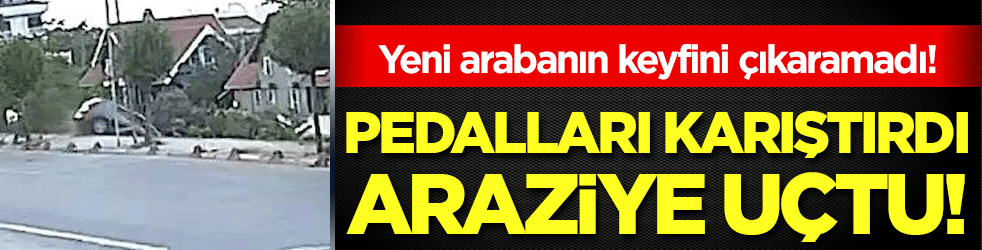 Park sınavını geçemedi: Pedalları karıştırdı dereye uçtu!