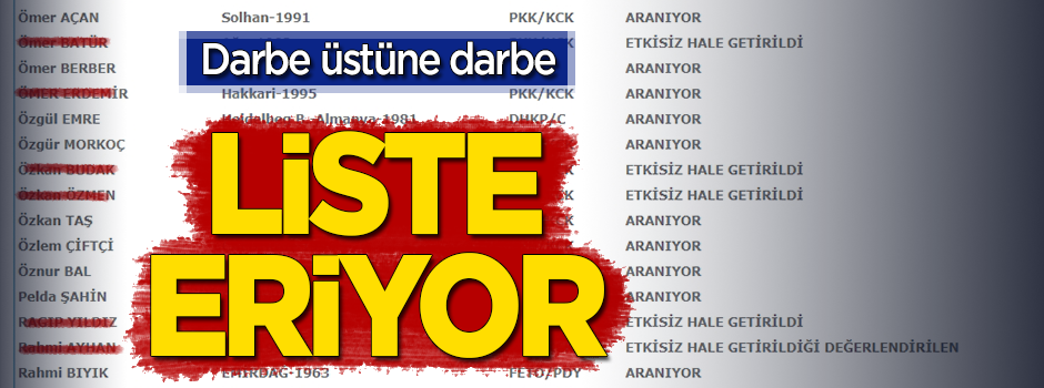 PKK'ya darbe üstüne darbe! Listeden bir kişi daha eksildi