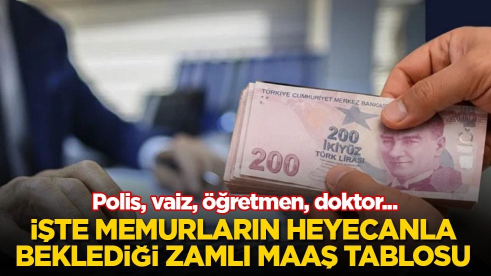 Polis, vaiz, öğretmen, doktor... İşte memurların heyecanla beklediği zamlı maaş tablosu 