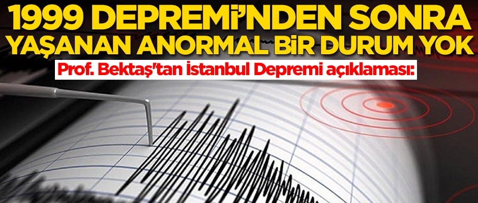 Prof. Bektaş'tan İstanbul Depremi açıklaması: 1999 Körfez Depremi'nden sonra yaşadığımız anormal bir durum yok