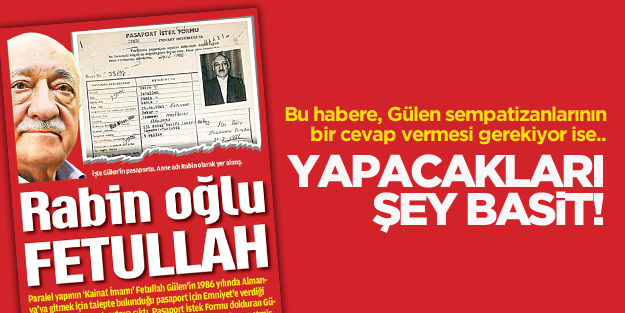 'Rabin oğlu Fetullah' haberi hakkında...