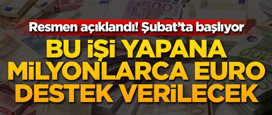Resmen açıklandı! Bu işi yapana milyonlarca euro destek