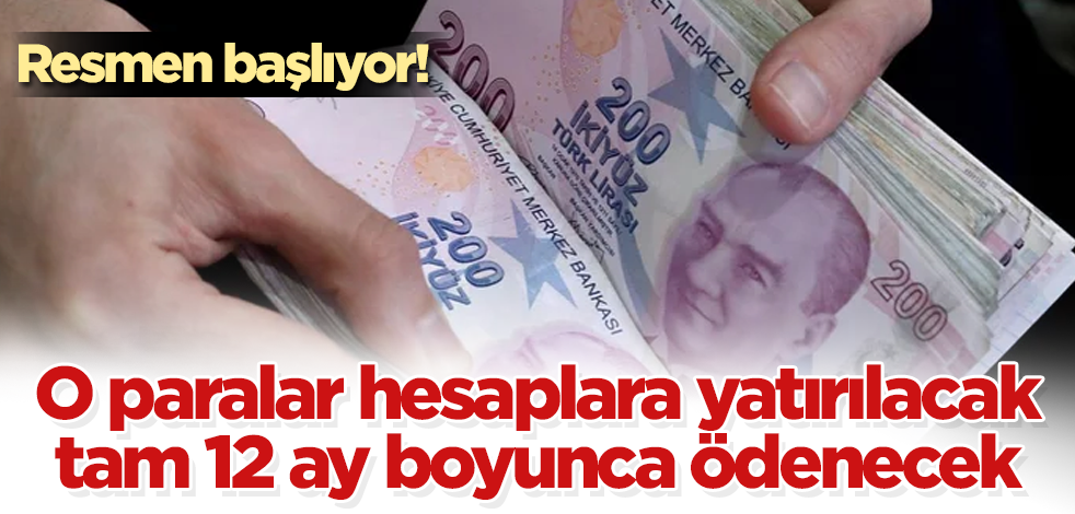 Resmen başlıyor! O paralar hesaplara yatırılacak, tam 12 ay boyunca ödenecek
