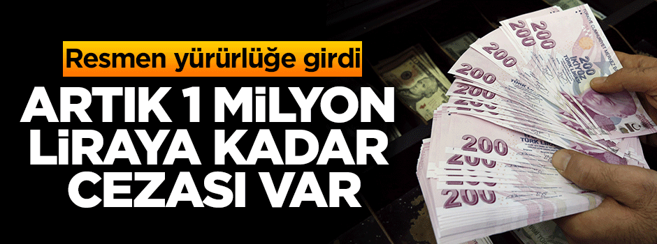 Resmen yürürlüğe girdi! Artık 1 milyon liraya kadar cezası var