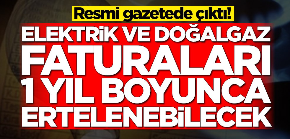 Resmi gazetede çıktı! Elektrik ve doğalgaz faturaları koronavirüs sebebiyle 1 yıl ertelenebilecek