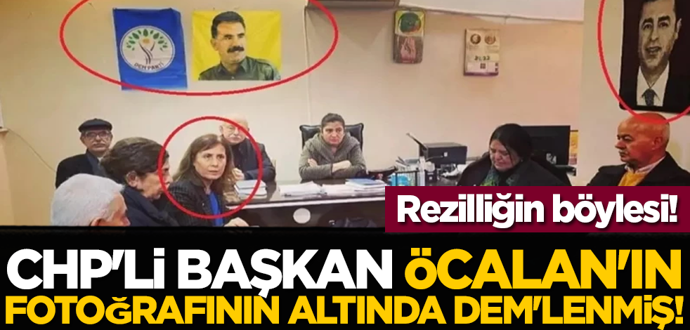 Rezilliğin böylesi! CHP'li başkan Öcalan'ın fotoğrafının altında DEM'lenmiş!
