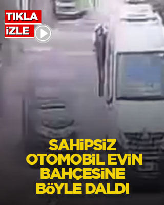 Sahipsiz otomobil evin bahçesine böyle daldı