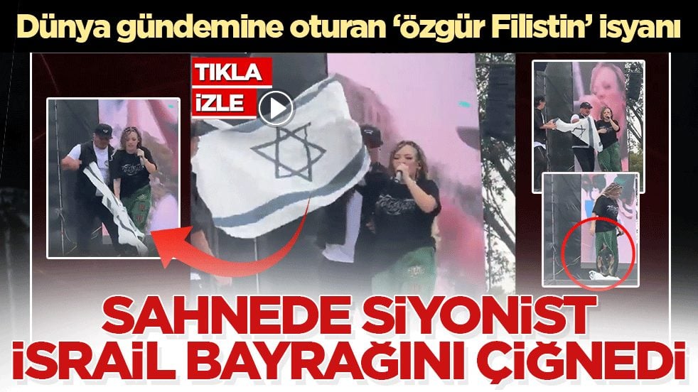 Sahnede Siyonist İsrail bayrağını çiğnedi! Dünya gündemine oturan ‘Özgür Filistin’ isyanı