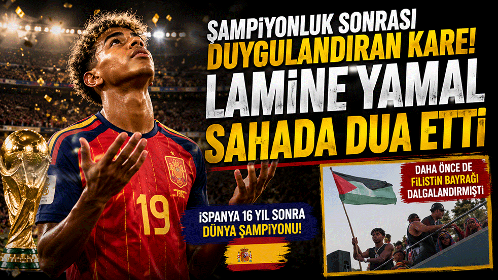 Şampiyonluk sonrası duygulandıran kare: Lamine Yamal sahada dua etti! Filistin bayrağı da dalgalandırmıştı
