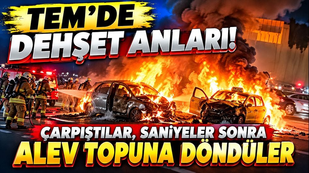 Sarıyer’de feci kaza! Otomobil ile taksi alev topuna döndü