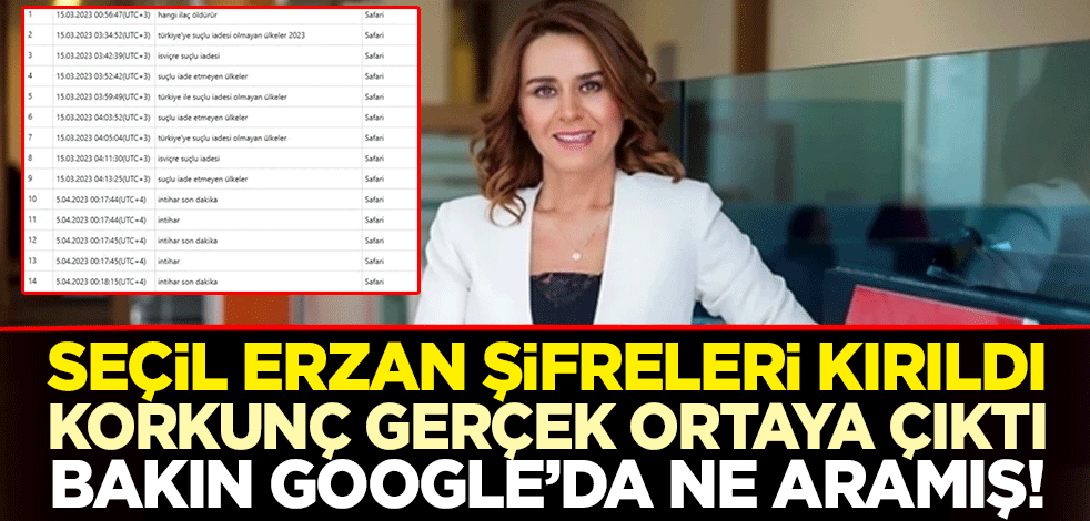 Seçil Erzan şifreleri kırıldı, korkunç gerçek ortaya çıktı! Bakın Google’da ne aramış!
