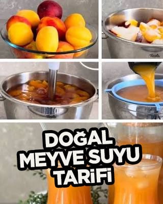 Şeftali ve kayısılı doğal meyve suyu tarif: 3 litre su katılıyor