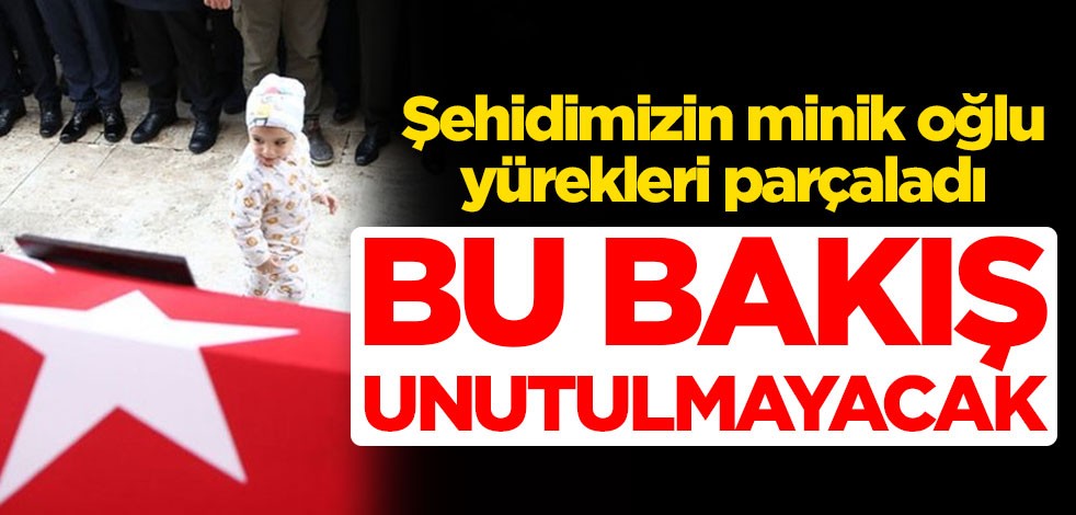 Şehidimizin minik oğlu yürekleri parçaladı! Bu bakış unutulmayacak