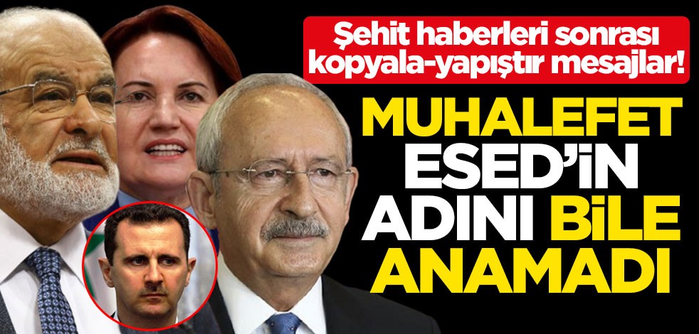 Şehit haberleri sonrası kopyala-yapıştır mesajlar! Muhalefet Esed'in adını bile anamadı