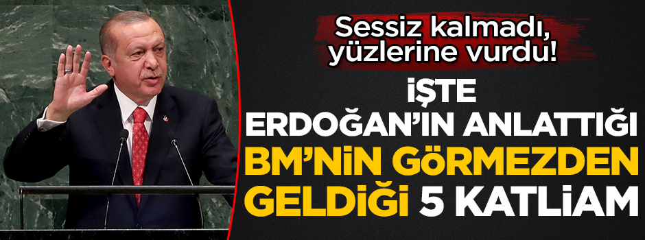 Sessiz kalmadı, yüzlerine vurdu! İşte Erdoğan'ın anlattığı BM'nin görmezden geldiği 5 katliam!