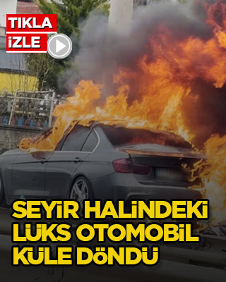 Seyir halindeki lüks otomobil küle döndü