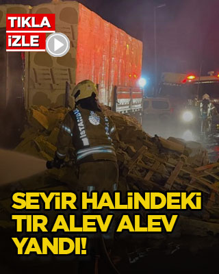 Seyir halindeki tır alev alev yandı!