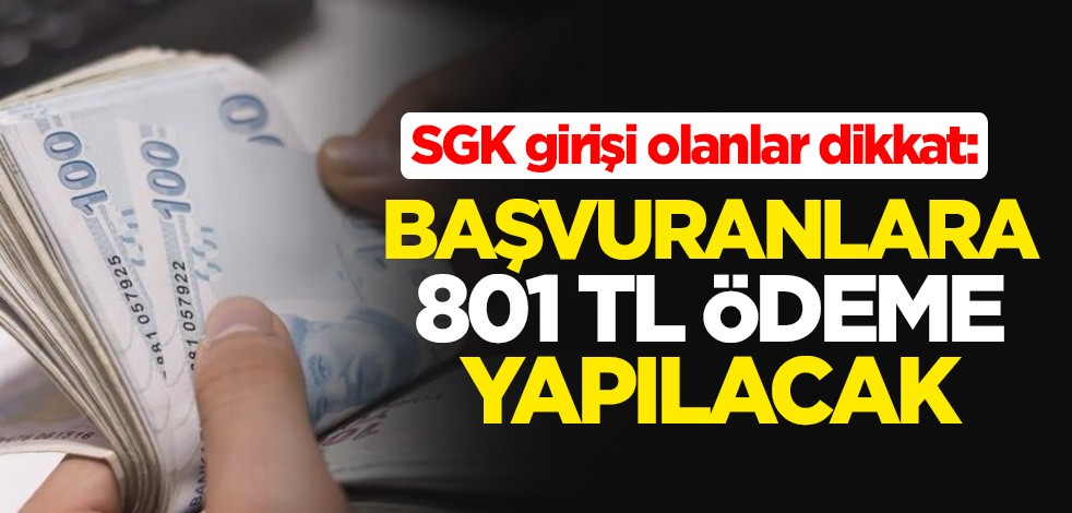 SGK girişi olanlar dikkat: Başvuranlara 801 TL ödeme yapılacak