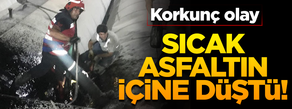 Sıcak asfaltın içine düşen işçi kurtarılamadı