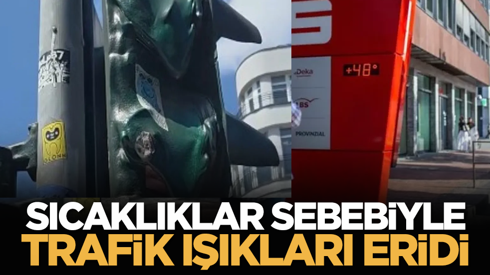 Sıcaklıklar sebebiyle trafik ışıkları eridi