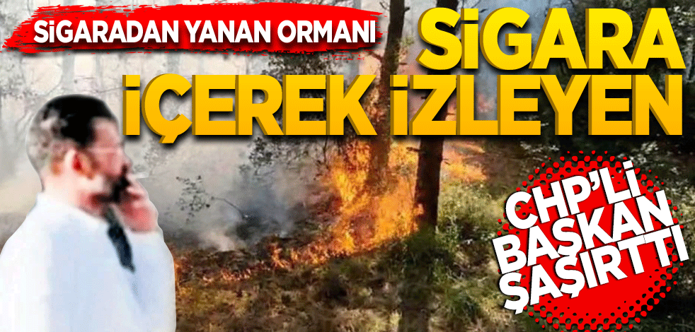 Sigaradan yanan ormanı sigara içerek izleyen CHP’li başkan