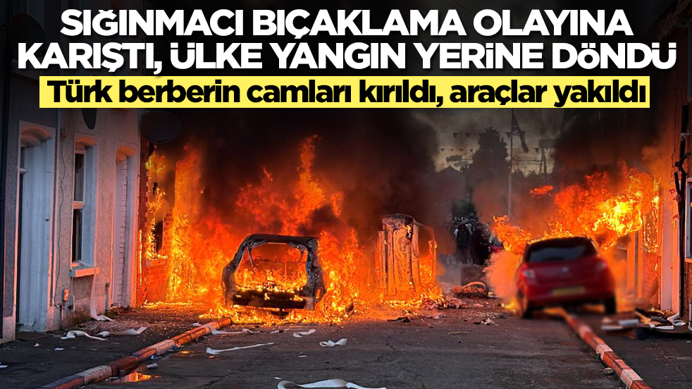 Sığınmacı bıçaklama olayına karıştı, ülke yangın yerine döndü: Türk berberin camları kırıldı
