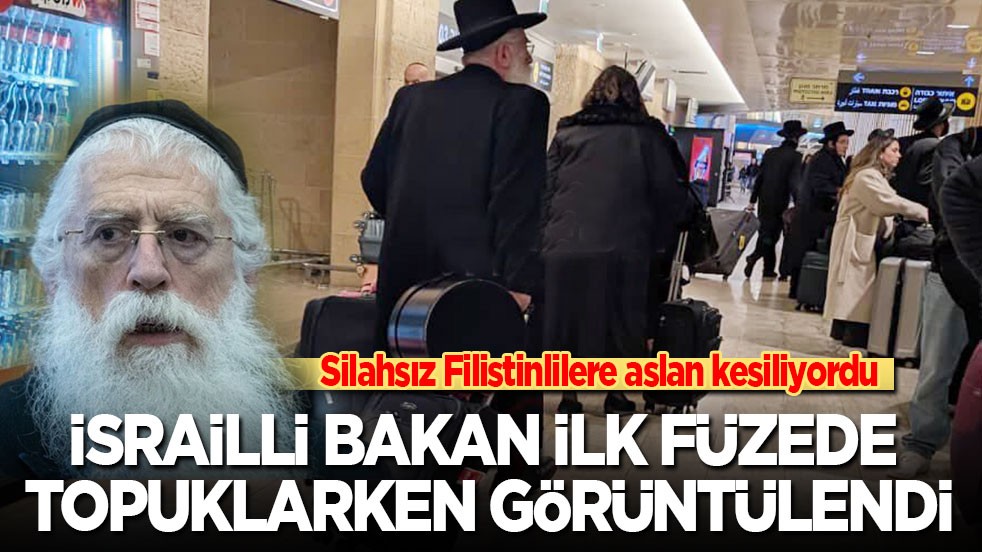 Silahsız Filistinlilere aslan kesiliyordu: İsrailli bakan ilk füzede topuklarken görüntülendi