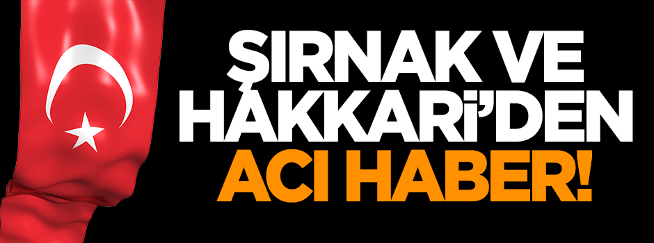 Şırnak ve Hakkari'den acı haber!