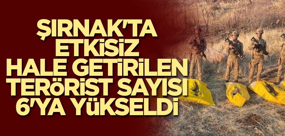 Şırnak'ta etkisiz hale getirilen terörist sayısı 6'ya yükseldi