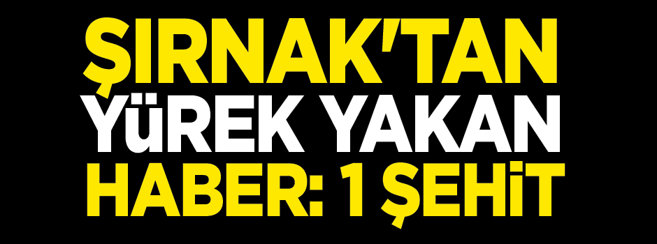 Şırnak'tan yürek yakan haber: 1 şehit