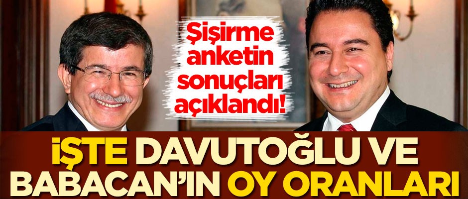 Şişirme anketin sonuçları açıklandı! İşte Ahmet Davutoğlu ve Ali Babacan'ın oy oranları