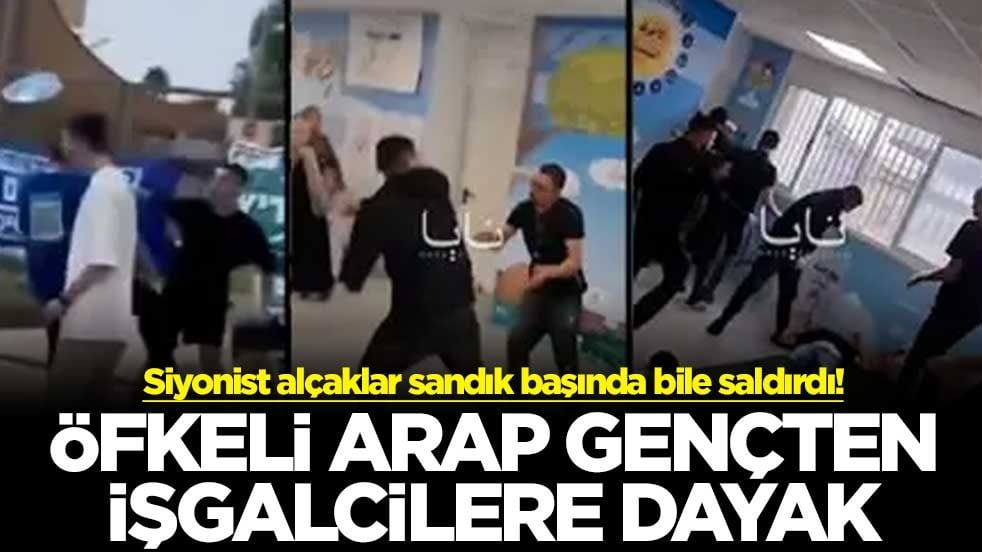 Siyonist alçaklar sandık başında bile saldırdı! Öfkeli Arap gençten işgalcilere dayak