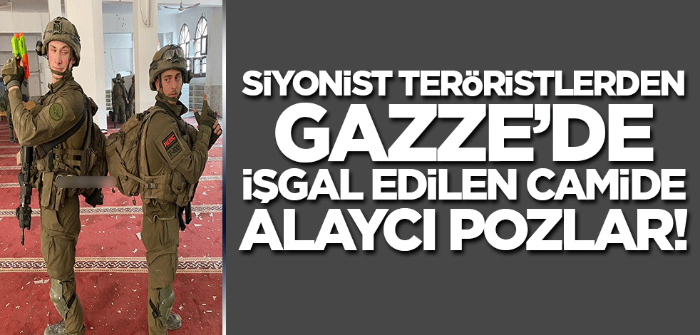 Siyonist İsrail askerleri camide verdiği alaycı pozlarla tepki çekti!