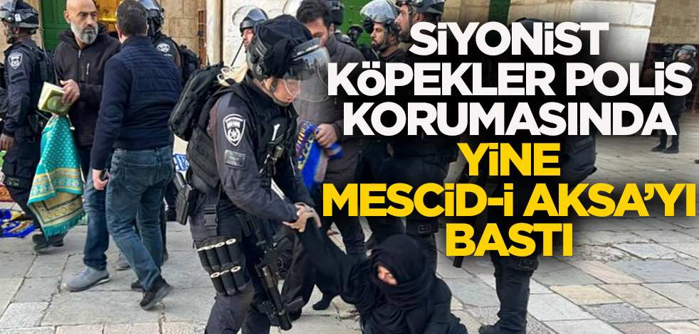 Siyonist köpekler polis korumasında Mescid-i Aksa'yı yine bastı