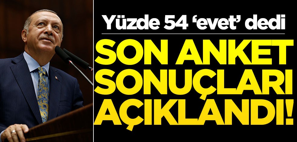 Son anket sonuçları açıklandı! Halkın yüzde 54'ü "evet" dedi