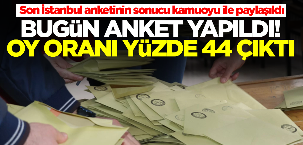 Son İstanbul anketinin sonucu kamuoyu ile paylaşıldı: Bugün anket yapıldı! Oy oranı yüzde 44 çıktı
